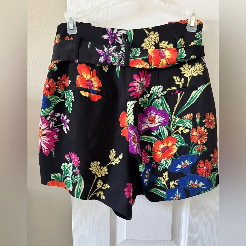 Express Baggy shorts, multi floral, 4, high paperback waist, side zip NWOT - Picture 5 of 9